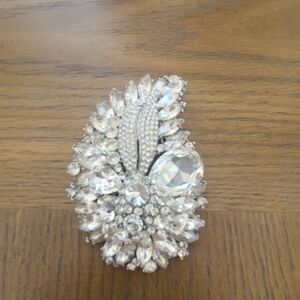 Elegant Silver Crystal Brooch